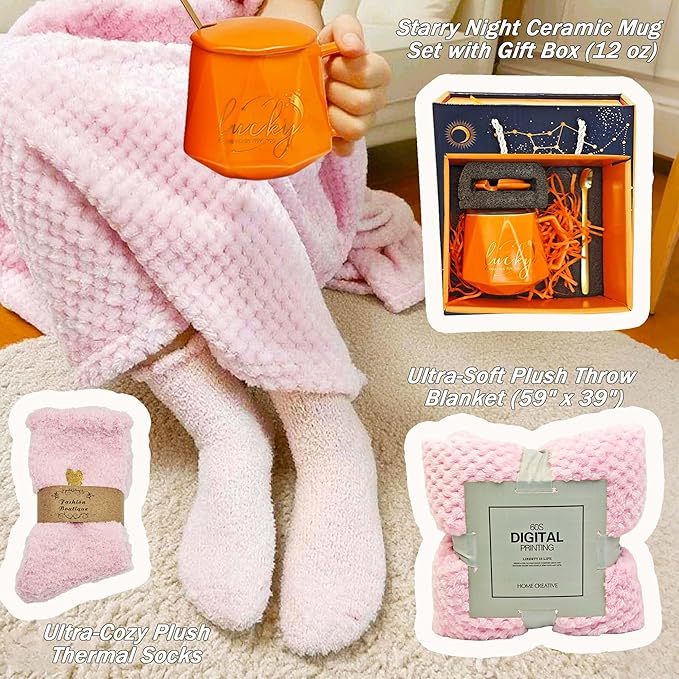 14PCS Care Package for Women Get Well Soon Gift Basket with Blanket, Ceramic Mug, Spa Items | Self Care Gifts for Women Recovery Thinking of You Feel Better Encouragement Sympathy Gifts