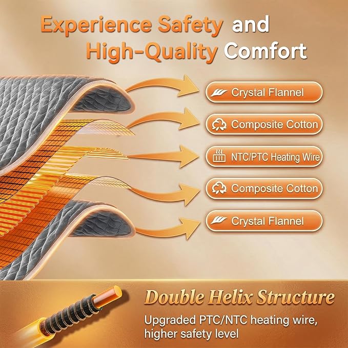 King Size Heating Pad for Back 32"x24" Extra Large Electric Heating Pad for Body Neck Shoulder Auto Shut Off Heat Pad Temperature Settings Machine Washable Gray