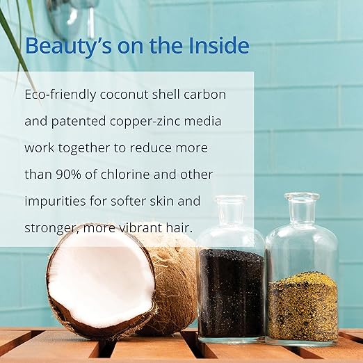 Aquasana Shower Filter for Hair & Skin | Reduces 90% of Chlorine | Handheld Wand Shower Head with 3 Settings | Dermatologist-Recommended | WaterSense Certified | AQ-4105-E