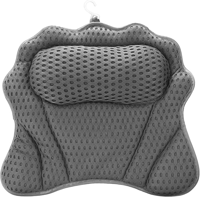 Joyibay Bath Pillow Ergonomic Luxury Bathtub Pillow with Head,Neck, Shoulder and Back Support, 4D Bath Pillows 16.5x17.3in for tub with Powerful Suction Cups, Fits All Bathtub