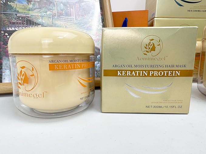 Collagen Hair Mask,Deep Repair Conditioning Argan Oil Hair Mask for Damaged Hair Treatment, Deep Conditioner Hydrating Hair Masque for All Hair Types 10.15oz 300ml