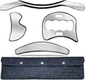 4 in 1 Muscle Scraper Stainless Steel Gua Sha Massage Tool Set with Bag,IASTM Scraping Tools for Muscle Treatment