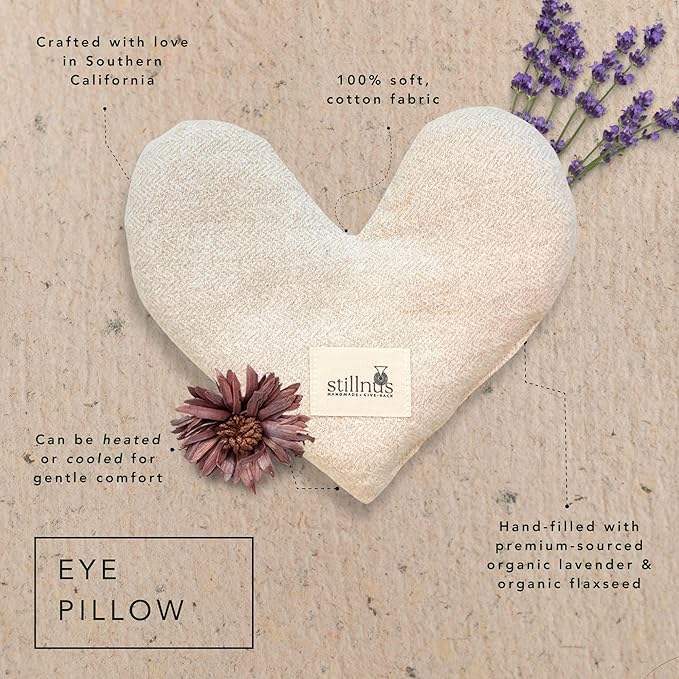 Stillnus First Light Weighted Eye Pillow – Organic Flaxseed & Lavender, Heart Shaped, Relaxation & Feel Better Gift for Women