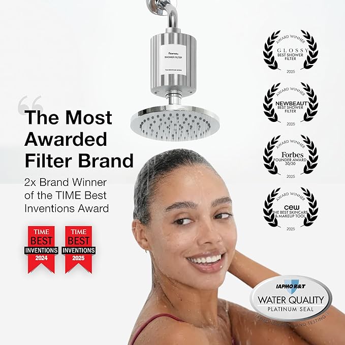 Filterbaby Signature Shower Filter for Sensitive Skin & Hair, Expert Developed,Lab Tested to Reduce up to 99% Chlorine & Chloramine,Reduce Common Water Impurities,Strong Water Flow,Easy Install,Chrome