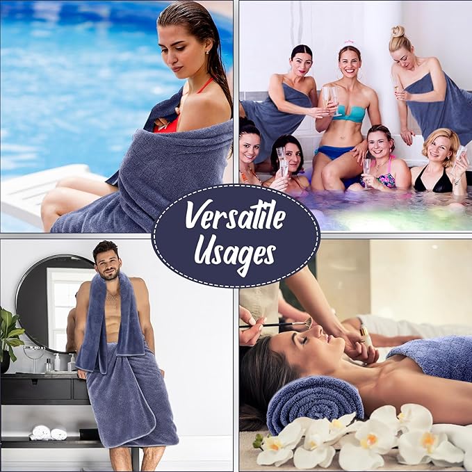 SmoothNovelty 16 Pack Microfiber Bath Towels Bulk 27'' x 60'' Oversized Size Bath Towel Highly Absorbent Extra Large Soft Drying for Beach Shower Summer Salon Sport Gym Party (Diamond,Light Grey)
