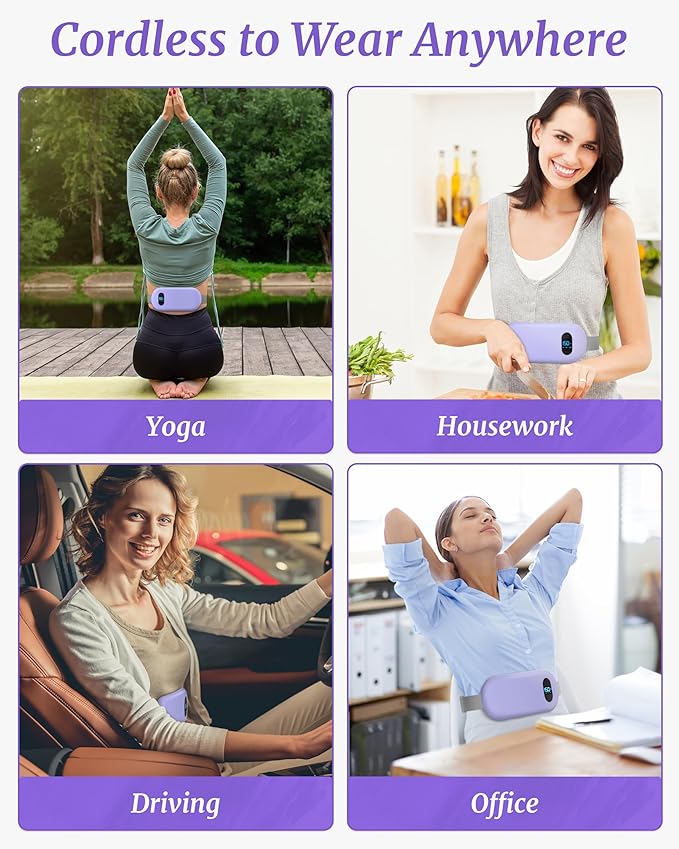 Portable Heating Pad for Cramps Upgraded Cordless Electric Period Heat Pad for Back Menstrual Belt 6 Heat 6 Massage Mode Gifts for Women Girl Her Girlfriend