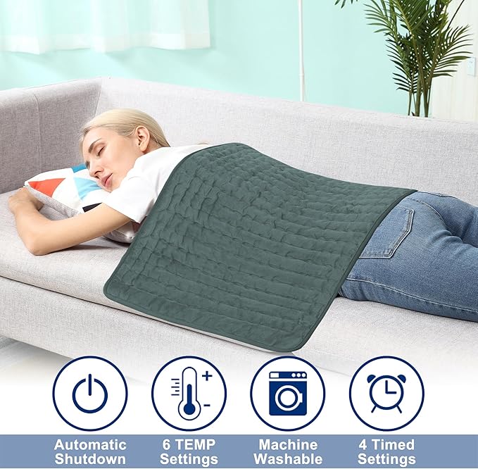 40"X20" Electric Heating pad with 6 Heat Settings, Auto Shut Off, Dry Electric Heating for Back Neck Knee Arms Legs Shoulder Heat Pads for Christmas Birthday Father's Day Mother's Day (Dark Gray)