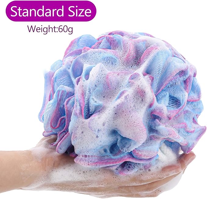 BTYMS 4 Pieces Shower Loofahs Bath Sponges 60g Bath Scrunchies Mesh Pouf Exfoliating Loofa for Body Washing