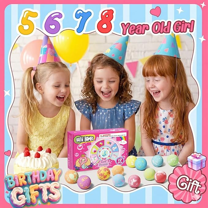 Unicorn Bath Bombs for Kids Girls with Bracelet Inside, 12pcs sanyi Easter Basket Stuffers Bubble Bath Toys Birthday Gifts for 4 5 6 7 8 Year Old Girl