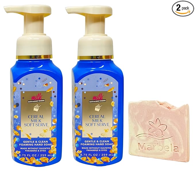 Bath & Body Works Cereal Milk Soft Serve 2 Gentle & Clean Foaming Hand Soaps with a Himalayan Salts Spring Sample Soap