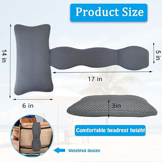 REEZEIVI Hot Tub Headrest Pillow,Chaise Lounge Pillows Outdoor 3D air mesh,Spa Pillow for Outdoor Hot Tub, Quick Drying and Washable,Head and Neck Support Pillow with Adjustable Weighted Strap