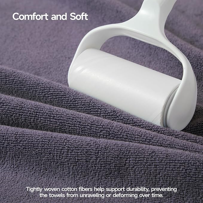 ecolook Bath Towels Set of 4,100% Cotton,27 x 55 Inches,Quick-Drying & Absorbent,Soft,Lightweight Towels for Bathroom,Shower,Spa, Gym & Hotel,Purple