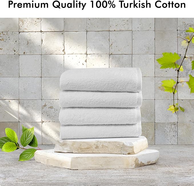 Classic Turkish Towels CTT - Premium 4 Piece Bath Towel Set, Made with 100% Turkish Cotton, Quick Drying, Highly Absorbent & Comfy Towels for Spa & Hotel | 24"x48" (White)