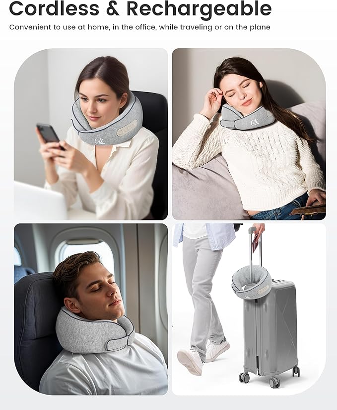CILI Cordless Neck Massager Pillow with Heat, Shiatsu Neck Massager for Pain Relief Deep Tissue,Heated Massage Pillow for Travel,3 Adjustable Intensity, Mothers Day Gifts