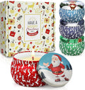 Christmas Candle Gift Set for Women, 4 Pack Long Lasting Soy Wax Candles with Lavender, Cookie, Fir & Cinnamon Apple Scents, Aromatherapy Candles for Home, Perfect Holiday Gifts