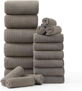 18 Piece Family Bath Towel Set Include 6 Bath Towels,6 Hand Towels and 6 Washcloths Soft Bathroom Towel with Hanging Loops,Highly Absorbent Quick Dry Towels Set for Bathroom,Hotel and Spa-Brown