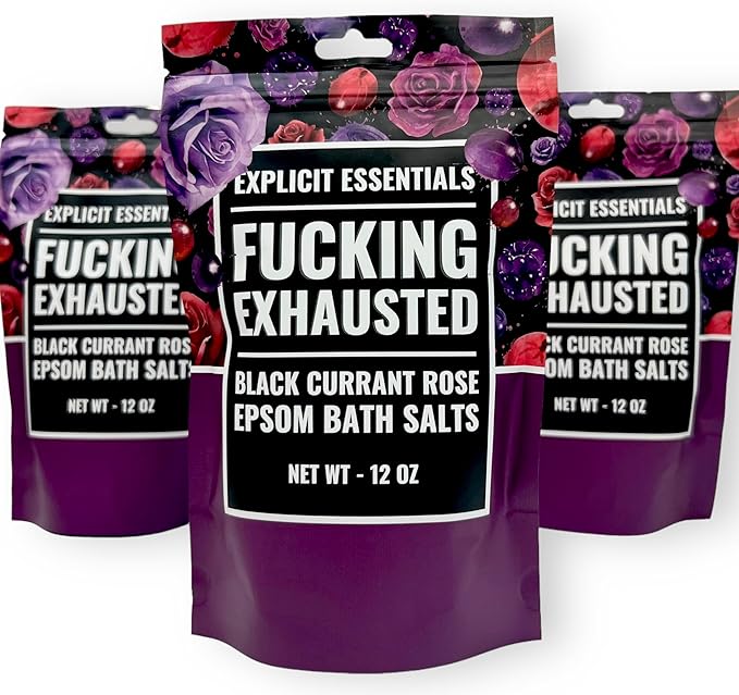 Explicit Essentials Black Currant Rose Epsom Bath Salts, Relaxation Blend, 12 oz