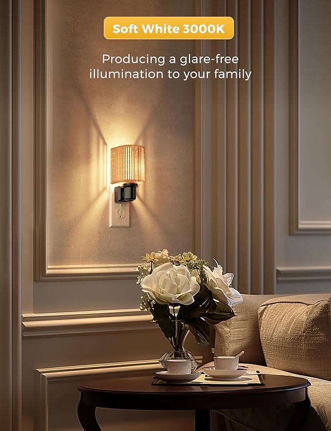 L LOHAS LED Night Lights Plug into Wall, Plug in Night Light, Bohemian Nightlight Dimmable with Light Sensor, 3000K, Boho Nightlights Farmhouse Decorative for Bedside Bedroom Bathroom Hallway, 1 Pack