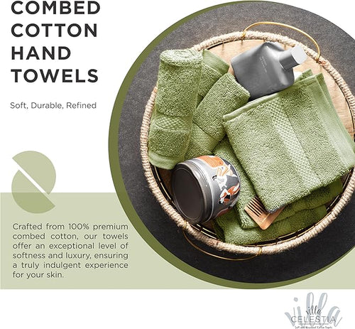 100% Cotton Wash Cloth for face & Body Set of 6, (12 x 12 inches) Sustainable, Soft, Highly Absorbent, Combed Cotton Wash Cloths Pack of 6 for Hotels, Spa, Bathroom, Dorm, Sage