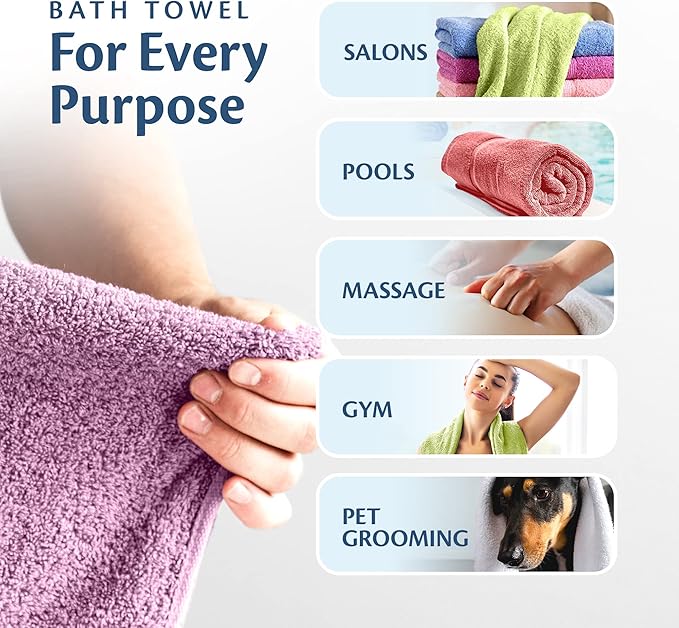 Small and Lightweight Cotton Towels Assorted Pastel Mix 24 x 40 inches Towels (12)
