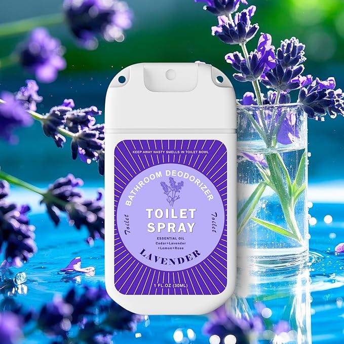 Toilet Spray for Poop Odor Eliminator, Travel Size Toiletries, Air Freshener Spray for Bathroom, Each 1 FL.OZ, 3 Pack, Lemon Lavender Peony Scent