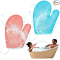 Karenhi 2 Pcs Honeycomb Exfoliating Glove Bath Mitt Body Spa Scrubber, Honeycomb Exfoliator Glove for Body Shower, Scrubber Sponge Shower Loofah, Quick Drying(Blue,Pink)