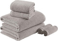 Madison Park Bathroom Towel Set of 6 Diagonal Ribbed, Grey 100% Cotton Quick Dry & Absorbent| 2 Bath 30" x 56"| 2 Hand 18" x 28"| 2 Washcloths 13" x 13"| Zero Twist, 500 GSM, Oeko-TEX