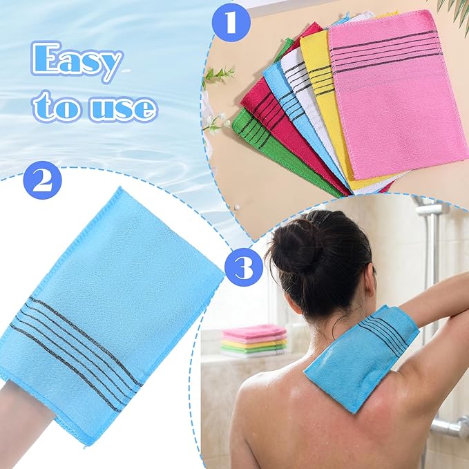 6 PCS Korean Scrub Mitt, Korean Italy Towel Korean Washcloth Exfoliating, Large Exfoliating Gloves Body Scrubber Washcloth for Dead Skin Removal, Home Spa, Multi-Color Set