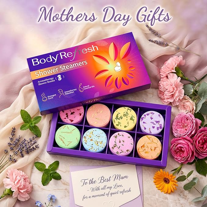 Shower Steamers Aromatherapy - 8 Pack Shower Bombs with Essential Oils, Mothers Day Gifts for Mom Wife, Birthday Gifts for Women Self Care Relaxation Home SPA Stress Relief Teacher Appreciation Gift