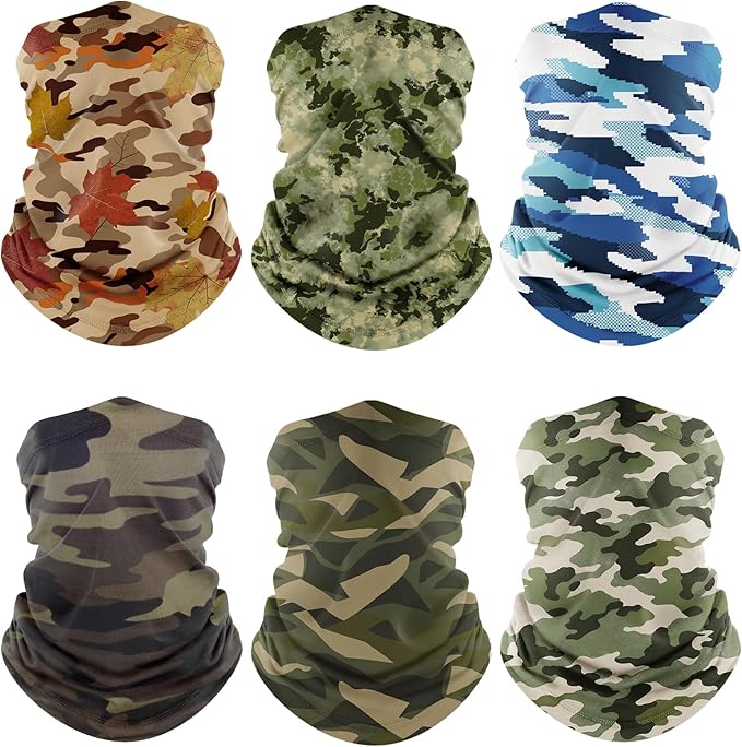 Fuinloth Neck Gaiter, 6 Pack Cooling UV Protection Bandana Face Mask Gator Scarf for Men Women