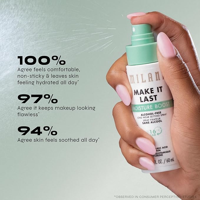 Milani Make It Last Moisture Boost Setting Spray - Alcohol Free Waterproof Makeup Finishing Mist - Hydrating & Soothing Formula for Sensitive Skin - 1 Count