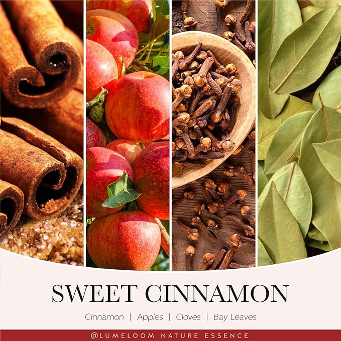 LUMELOOM Cinnamon Candles, 14.5oz, Large 3-Wick Soy Wax Candles for Home Scented, Sweet Cinnamon, Apple, Clove Scent, Mothers Day, Holiday Gifts for Women, Men, Friend, Teacher, Long Burning Time