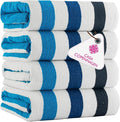 CASA COPENHAGEN Monaco Beach Towels Designed in Denmark Rough and Tough, Quick Dry, for Pool, Bath & Shower 30x60 inches 4 Pieces Cotton Beach Bath Towels Set - Multi Blue