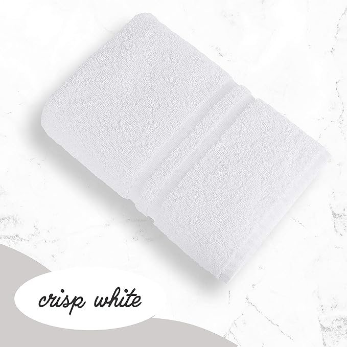 GREEN LIFESTYLE 12x12 Cotton Washcloths - 200 Pack Sets -100% Cotton Wash Cloths, Soft Absorbent Face Towels, Bulk Washcloths for Body, Bathroom, Shower and Daily Use (White)