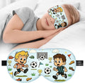 Kids Silk Sleep Mask – 100% Mulberry Silk Eye Cover, Kid Eye Mask with Adjustable Strap, Soft & Breathable Blackout Sleeping Mask for Boys and Girls Ages 5-15 (Soccer Style)
