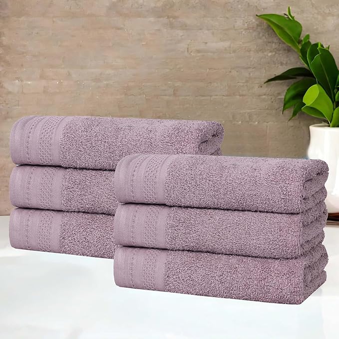 Superior Honeycomb Cotton Medium Weight Towels, for Guest Bath, Master Bathroom, Shower, Kitchen, Quick Dry, Adults, Home Essentials, Textured Waffle Border, Towel Set, Hand Towels, Set of 6, Sea Fog