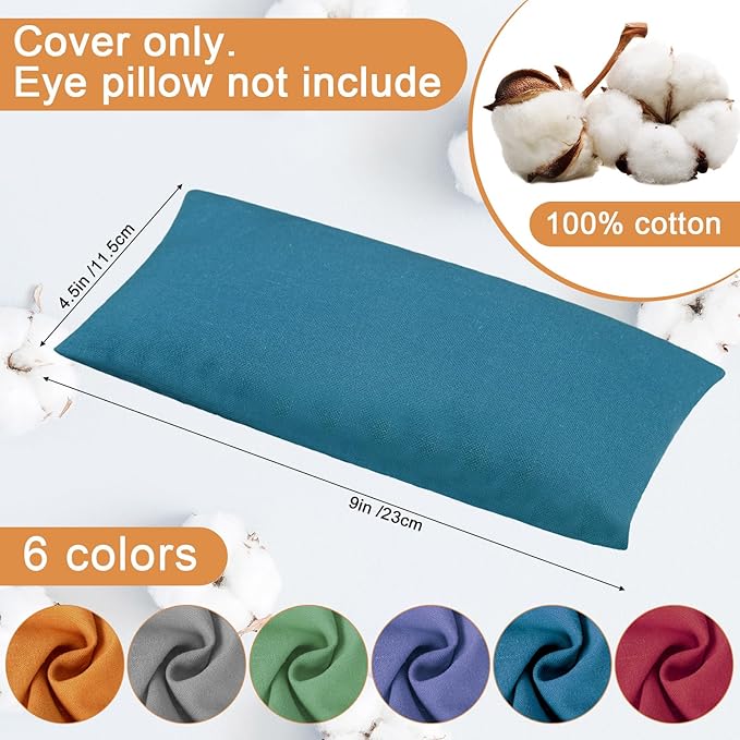 SmoothNovelty 6 Pack Washable Cotton Eye Pillow Case Removable Unscented Zippered Eye Pillow Cover 9.06 x 4.53 Inches for Yoga Relaxation Sleeping Meditation Spa Migraine Relief Massage Accessories