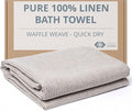 Natural Flax Linen Bath Towel - Waffle Weave Towels for Bathroom - Lightweight Travel Towel - Quick Dry Absorbant Decorative
