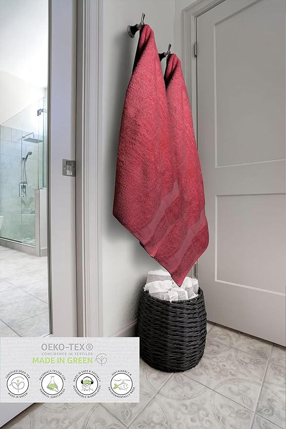 Softolle 100% Cotton Luxury Bath Sheets - Pack of 2 (35" x 70") | Super Soft, Quick-Dry & Highly Absorbent Towels for Bathroom, Home, Spa & Gym (Burgundy)