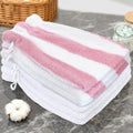 VOOVA & MOVAS 6-Pack Bath Mitts for Shower, 100% Cotton Soft Absorbent Wash Cloths with Hanging Loop, 8.3x6.3 Inch European Style Bathing Gloves for Body & Spa, Pink Stripe & White