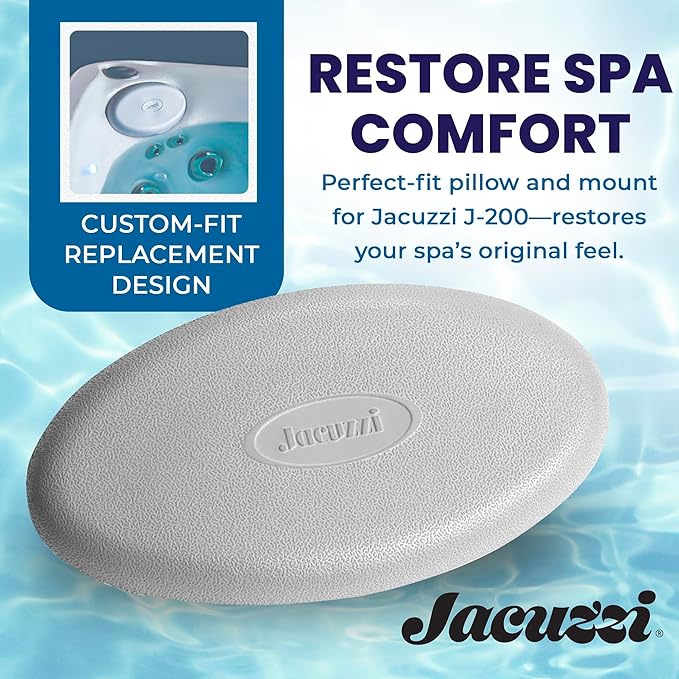 Jacuzzi J-200 Series Spa Pillow - Oval Snap-in Hot Tub Headrest for 2008+, Part #2472‑828, Replacement Spa Pillow, Upgrade Comfort, Tool-Free Installation, Easy to Clean, Long-Lasting Support