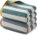 REDKISS 2-Pack Luxury Hand Towels for Bathroom - 12 x 28 Inches 100% Cotton Towels, Ultra Soft and Highly Absorbent Striped Hand Towel for Bath, Gym, Hotel, Kitchen and Spa, Gray-Green