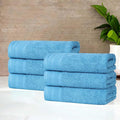 Superior Honeycomb Cotton Medium Weight Towels, for Guest Bath, Master Bathroom, Shower, Kitchen, Quick Dry, Adults, Essentials, Textured Waffle Border, Towel Set, Hand Towels, Set of 6, Azure