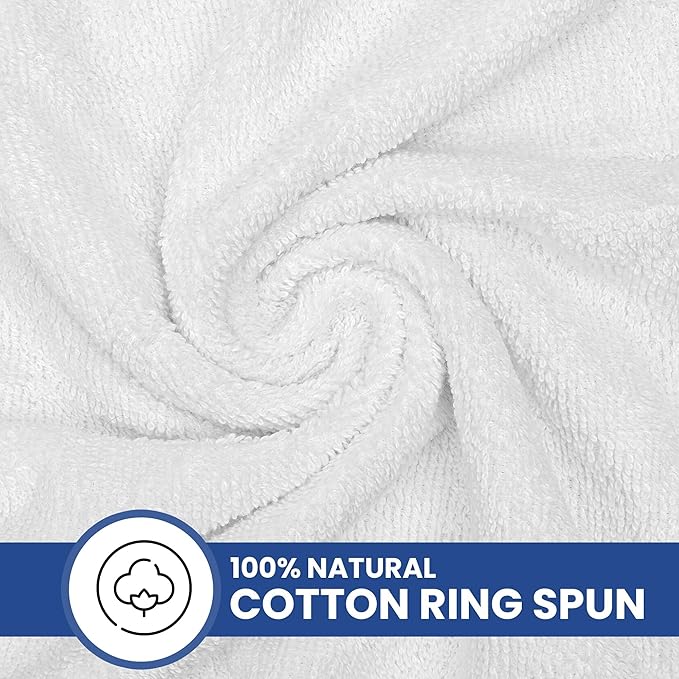Linteum Textile Supply Luxury Bath Towels 100% Ring Spun Cotton Towel for Women, Men, Kids | 22x44 inches Quick Dry Towels for Hotel, Gym, Beauty, Spa & Salon | Pack of 12 | White