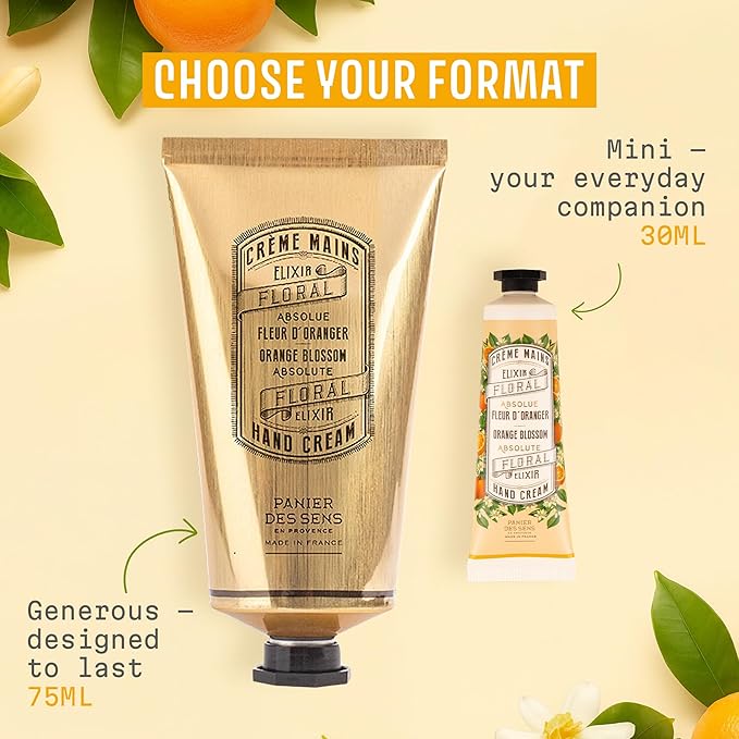 Panier des Sens – Orange Blossom Hand Cream – Moisturizing Hand Lotion for Dry Skin – Premium French Hand Cream, Softening Care for Women, 97% Natural Ingredients, 2.5 Fl Oz
