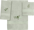 3 Pcs Eucalyptus Leaves Bathroom Towel Set Farmhouse Embroidered Eucalyptus Leaves Towels Vintage Decorative 100% Cotton Bath Towel Highly Absorbent Elegant Summer Decor Set for Bathroom