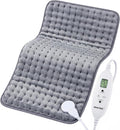 Electric Heating Pad, 2025 Upgraded Dual Mode Controller (Manual and auto Off Mode),Multiple Safety protections, Comfortable Soft, Machine Washable（18"x 33" Grey）