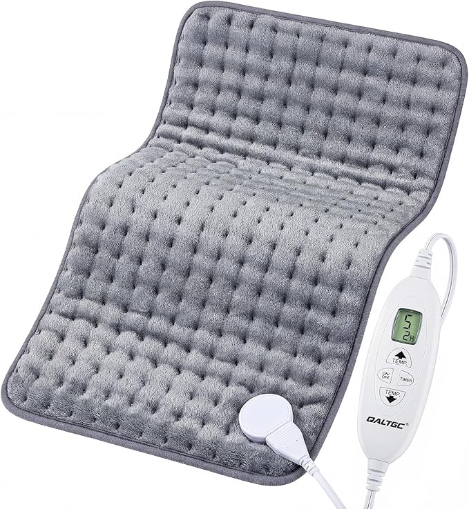 Electric Heating Pad, 2025 Upgraded Dual Mode Controller (Manual and auto Off Mode),Multiple Safety protections, Comfortable Soft, Machine Washable（12"x 24" Grey）