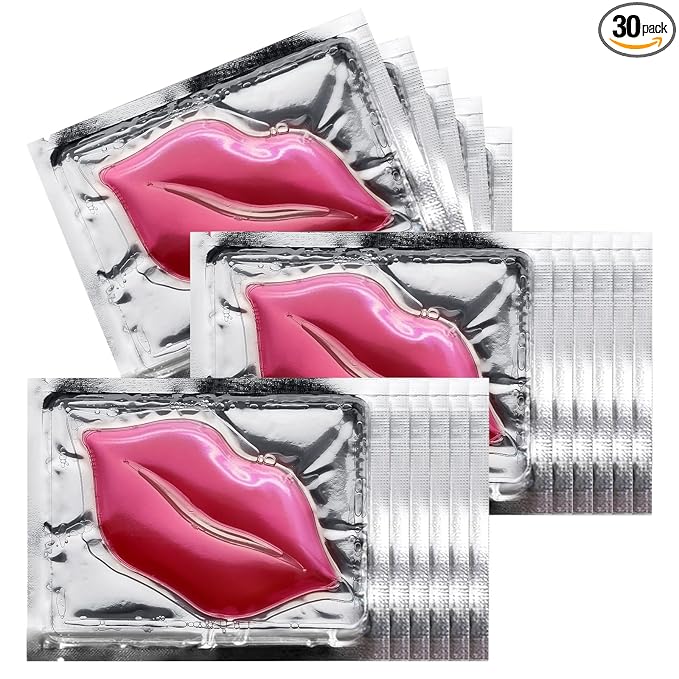 30 pieces of Moisturizing Collagen Crystal Lip Mask - Anti-Ageing & Anti Chapped, Reduce lip Wrinkles, Fade Lip Color, Make Skin Smooth (Pink)