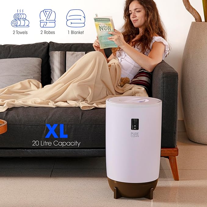 PureClean Towel Warmer Bucket, Portable Blanket Heater for Bathroom and Spa, Customizable Fragrance, Auto Shut-Off, Fits 2 Large Towels, Blankets and Bathrobes, LED Display, Adjustable Timer, Taupe